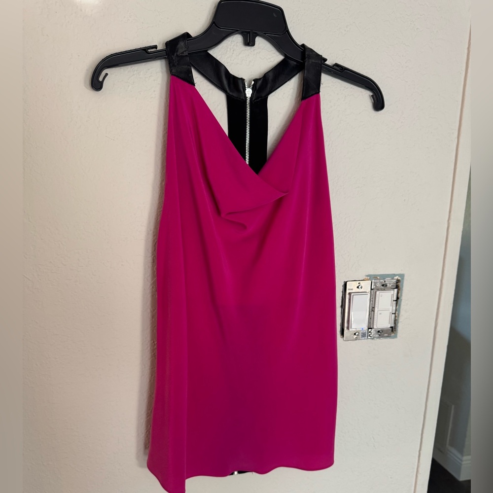 Cut 25 by Yigal AzrouΓ«l Pink Silk Halter with exposed zipper back, 4